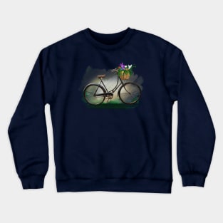 Fahrrad retro mit Blumen Crewneck Sweatshirt